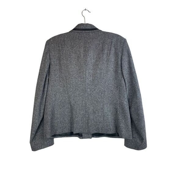 NWT Pendleton Gray Tweed Wool Silk Leather Blazer Jacket Plus Size 16 - Picture 3 of 12